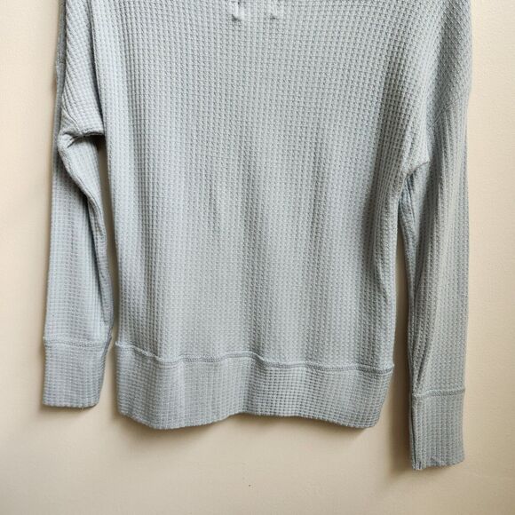 Lucky Brand Top Womens Small Blue Off Shoulder Waffle Knit Pullover Long Sleeve - Picture 7 of 16